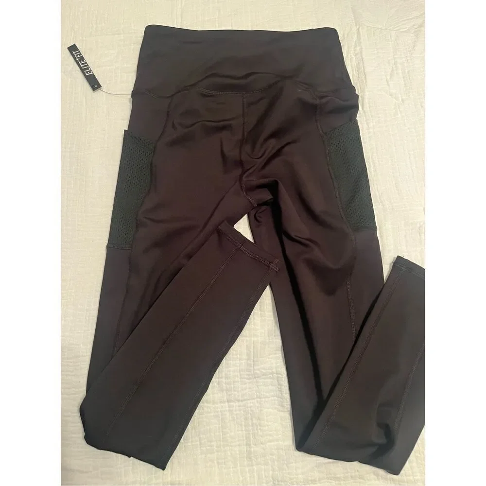 Elite + Fit Black Legging with Mesh Side Pockets NEW NWT